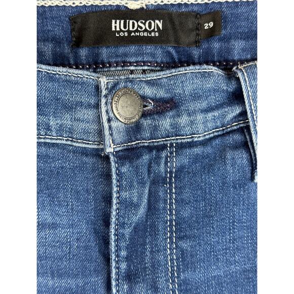 Hudson Los Angeles Skinny Fit Medium Wash Denim Raw Hem Blue Jeans Size 29 - Picture 3 of 7